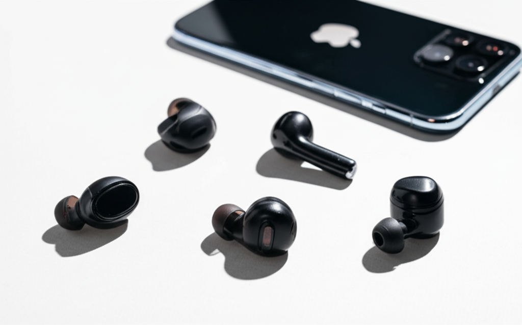 Generate a high-quality, relevant image prompt for an article about: 6 Best Earbuds For iPhone: Prov