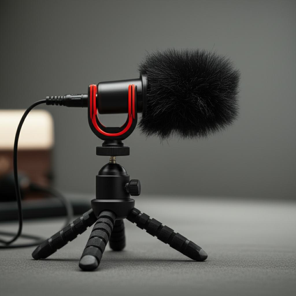Generate a high-quality, relevant image prompt for an article about: 7 Best Microphones For iPhone: