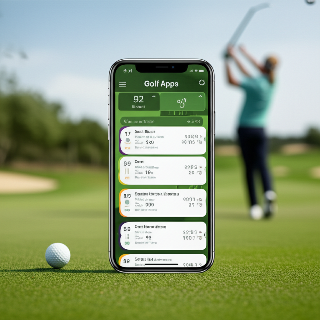 Generate a high-quality, relevant image prompt for an article about: 7 Best Golf Apps For iPhone: Ge