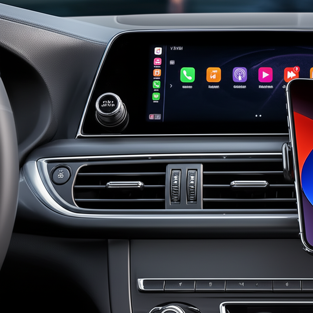 Generate a high-quality, relevant image prompt for an article about: 5 Best Wireless CarPlay Adapter