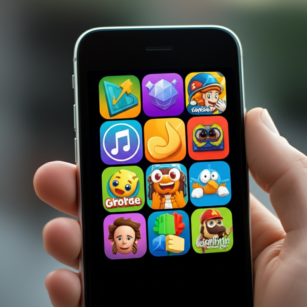 Generate a high-quality, relevant image prompt for an article about: 5 Best Non-Online iPhone Games: