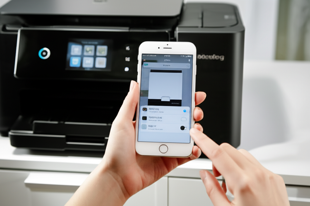 Generate a high-quality, relevant image prompt for an article about: How to Connect Printer to iPhon