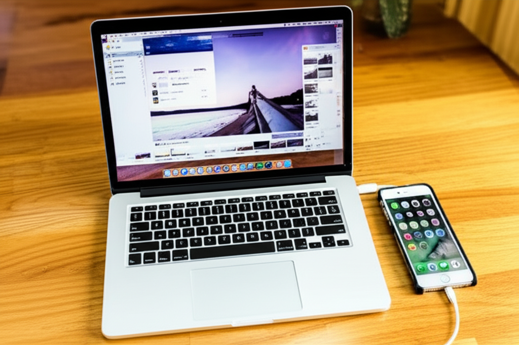Generate a high-quality, relevant image prompt for an article about: How to Import Photos from iPhon