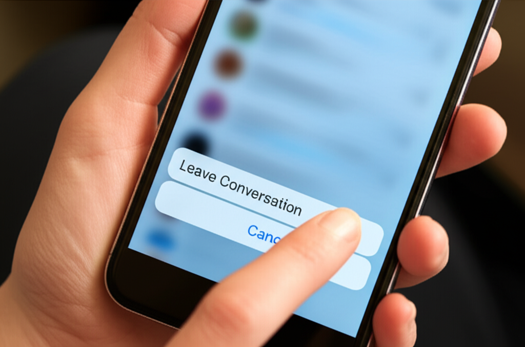 Generate a high-quality, relevant image prompt for an article about: How To Leave Group Chat iPhone: